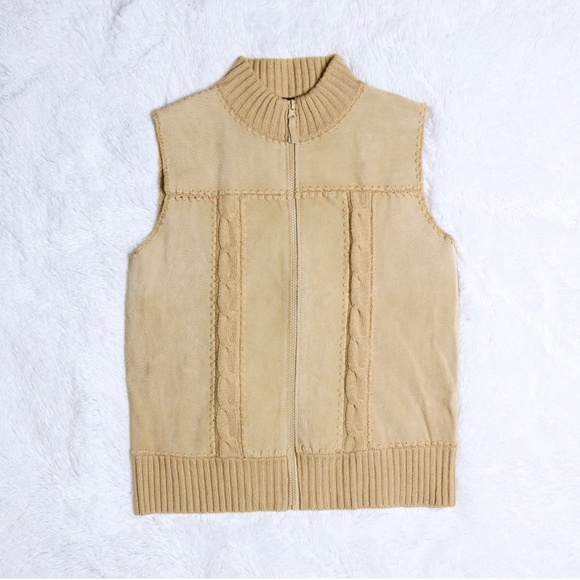 VINTAGE GENUINE LEATHER Tan Acrylic Vest - Picture 1 of 6